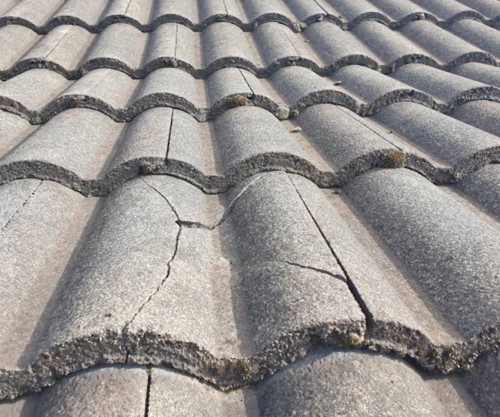 Cracked roof tile